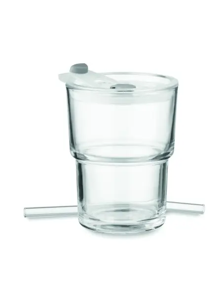 Vaso de cristal con pajita 400m 7MO2502