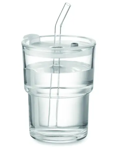 Vaso de cristal con pajita 400m 7MO2502