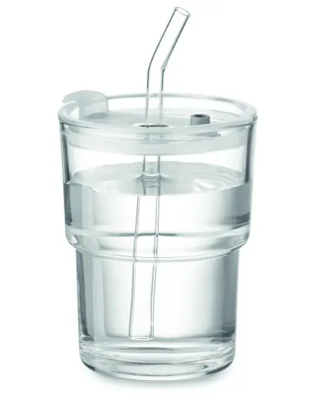 Vaso de cristal con pajita 400m 7MO2502