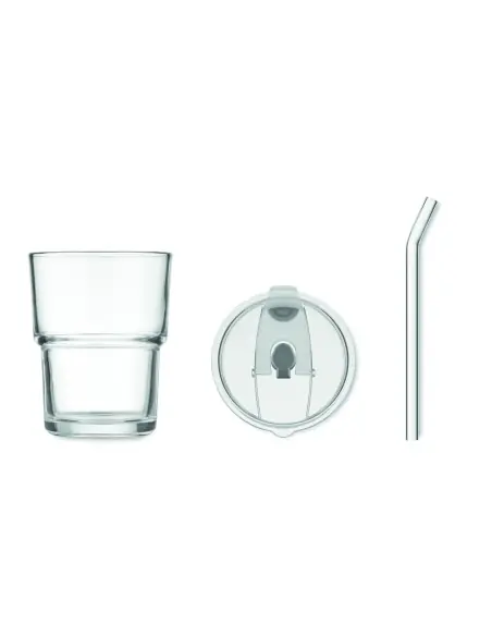 Vaso de cristal con pajita 400m 7MO2502