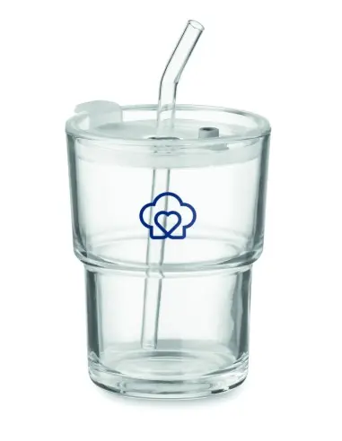 Vaso de cristal con pajita 400m 7MO2502