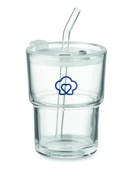 Vaso de cristal con pajita 400m 7MO2502
