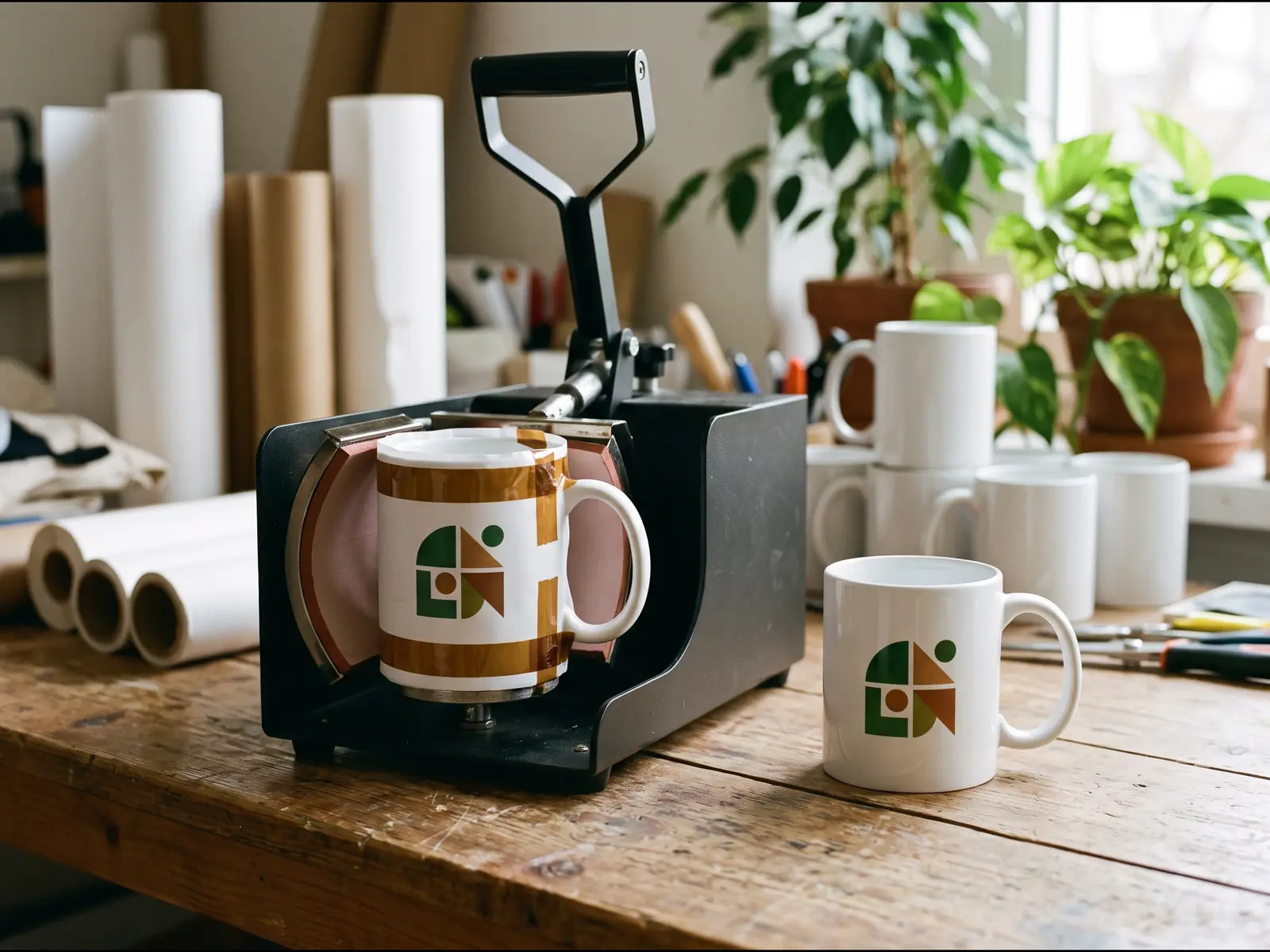 Sublimación de una taza de cerámica con prensa de tazas y papel de transferencia